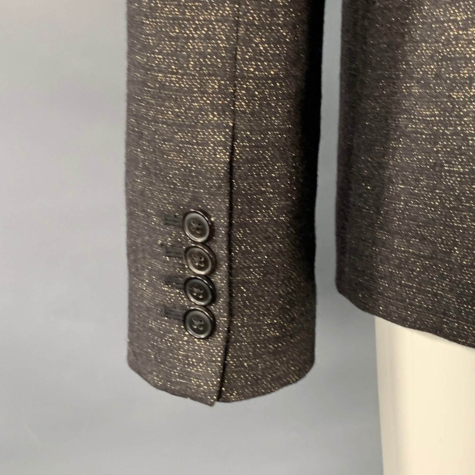 Paul Smith Size M Black Metallic Gold Wool Blend Single Button Jacket Blazer — image 4 of 8